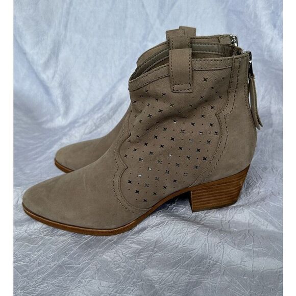 Size 8 Sam Edelman Reynolds Leather Ankle Booties Boots Tan Putty Color Western - Picture 3 of 9